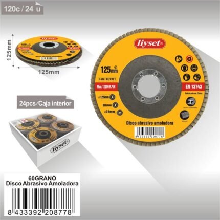 DISCO ABRASIVO AMOLADORA 125MM P60(24 ）