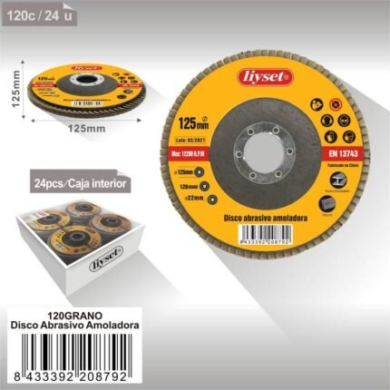 DISCO ABRASIVO AMOLADORA 125MM P120(24 ）