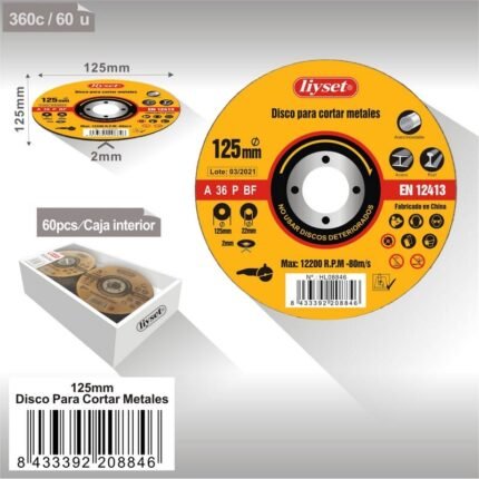 DISCO PARA CORTAR METALES 125x2x22 60pcs