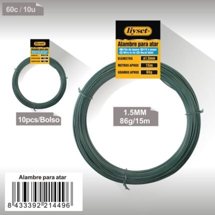 CUERDA DE ACERO FORRADO PVC 15M 1.5MM/86G15