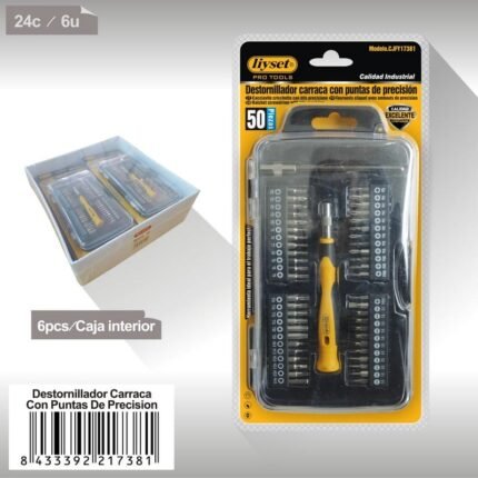 DESTORNILLADOR CARRACA CON PUNTAS DE PRECISION 50PCS