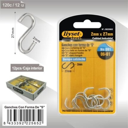 GANCHOS CON FORMA DE S 6PCS S2X27MM091/06-01