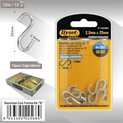 GANCHOS CON FORMA DE S 5PCS S2.5X25MM091/06-02
