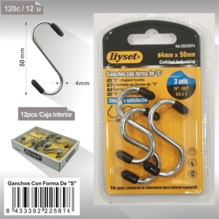 GANCHOS CON FORMA DE S 3PCS S-4X50MM097/05-01