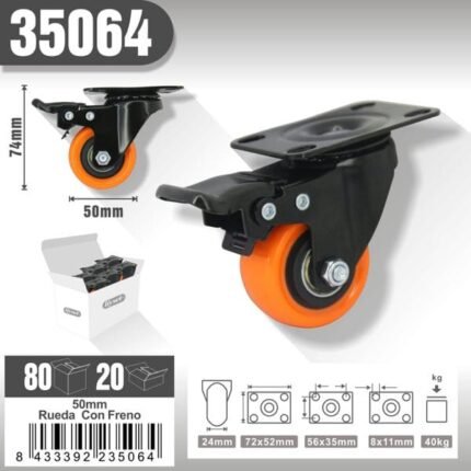 RUEDA CON FRENO 25050ZOBPVC50MM