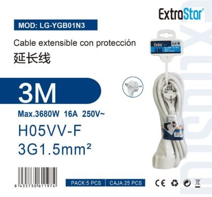 ΚΑΛΩΔΙΟ ΕΠΕΚΤΑΣΗΣ ΜΕ ΑΣΦΑΛΕΙΑ 3M 3G1.5MM^2 H05VV-F
