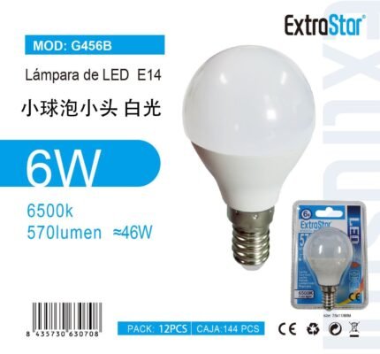 ΛΑΜΠΑ LED ΜΕ ΨΥΧΡΟ ΦΩΣ E14 6W 6500K