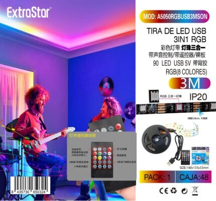 ΤΑΙΝΙΑ LED RGB USB ΜΕ ΦΩΝΗΤΙΚΟ ΕΛΕΓΧΟ ΚΑΙ ΤΗΛΕΧΕΙΡΙΣΤΗΡΙΟ
