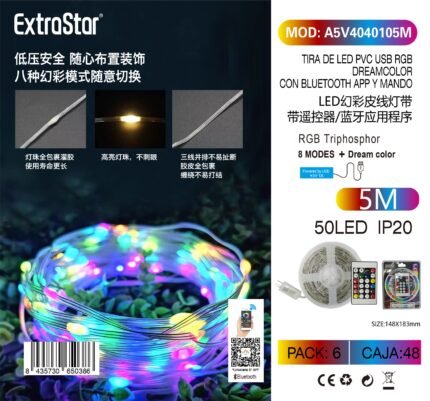 ΤΑΙΝΙΑ LED PVC RGB DREAMCOLOR ΜΕ ΤΗΛΕΧΕΙΡΙΣΤΗΡΙΟ ΚΑΙ BLUETOOTH ΕΛΕΓΧΟ 5Μ