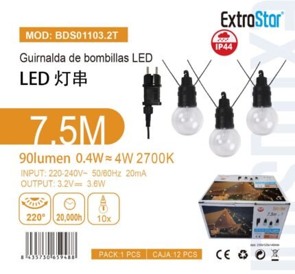 ΓΙΡΛΑΝΤΑ ΦΩΤΙΣΜΟΥ LED 7.5M 0.4-4W 2700K