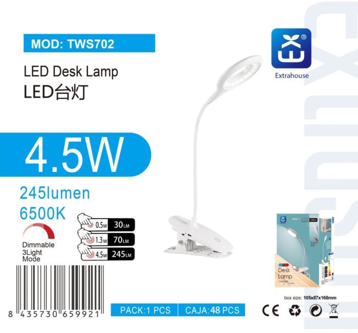 ΦΩΤΙΣΤΙΚΟ ΓΡΑΦΕΙΟΥ ΜΕ ΜΑΝΤΑΛΑΚΙ 4.5W 6500K ΑΣΠΡΟ - Image 1