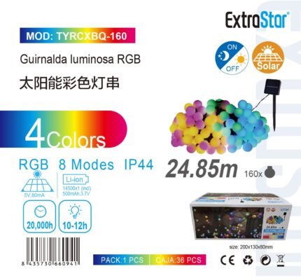 ΓΙΡΛΑΝΤΑ ΦΩΤΙΣΜΟΥ RGB ΜΕ ΗΛΙΑΚΟ ΠΑΝΕΛ 24.85M 3.7V