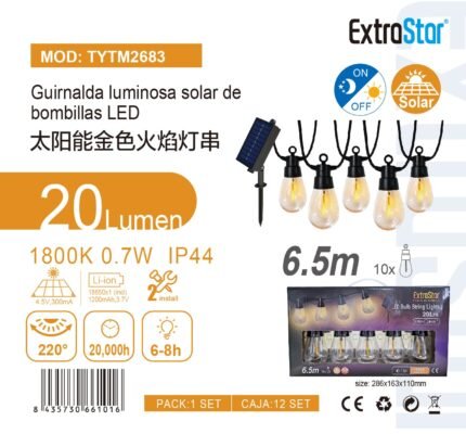 ΓΙΡΛΑΝΤΑ ΦΩΤΙΣΜΟΥ LED.5M 20LM 0.7W 1800K ΜΕ ΗΛΙΑΚΟ ΠΑΝΕΛ
